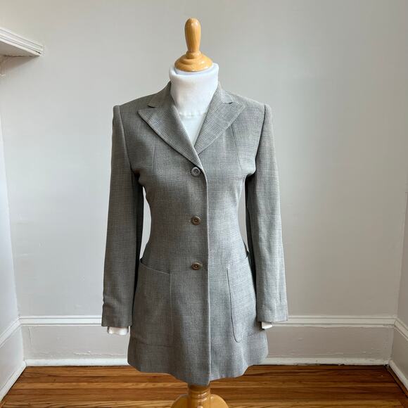 Vintage 90s Henri Bendel Long Wool Blazer 2 – Made in Italy, Gray Longline Style - Picture 13 of 13